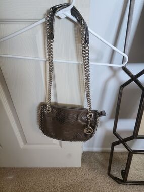 Michael Kors Metalic Silver Chain Shoulder Or Crossbody Bag